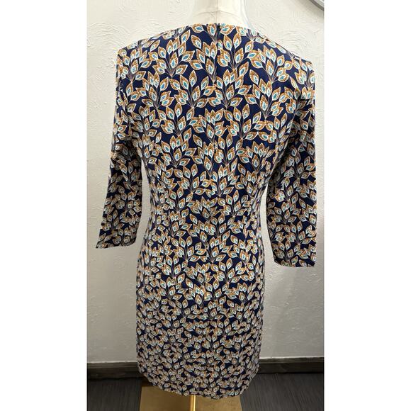 J. McLaughlin Women’s Sophia Dress Blue Peacock Feathers Catalina Cloth Size Med - Picture 4 of 7
